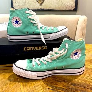 Converse Hightops. Size 9 womens/7 mens. Brand New. Beautiful Beach Glass color!